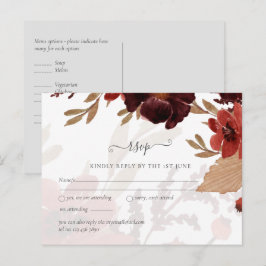 Budget Burgundy Orange Fall Floral Wedding Postkarte