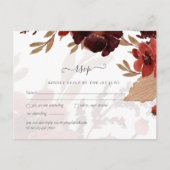 Budget Burgundy Orange Fall Floral Wedding Postkarte (Vorderseite)