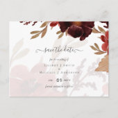 Budget Burgundy Orange Fall Floral Wedding Postkarte (Vorderseite)