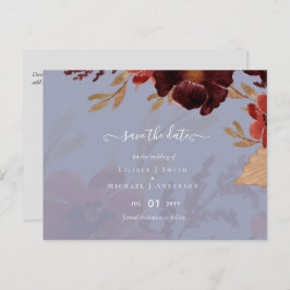 Budget Burgundy Orange Fall Floral Wedding Postkarte