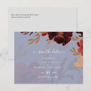 Budget Burgundy Orange Fall Floral Wedding Postkarte