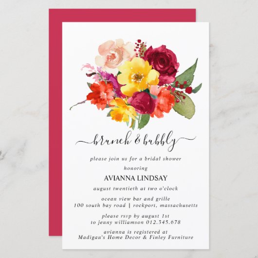 Budget Burgundy Orange Yellow Bridal Brunch Bubbly (Vorne/Hinten)