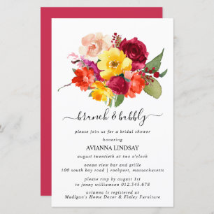 Budget Burgundy Orange Yellow Bridal Brunch Bubbly