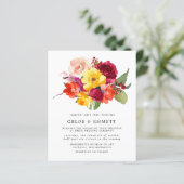 Budget Burgundy Orange Yellow Pink Hochzeit Einlad (Stehend Vorderseite)