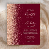 Budget Burgundy Peach Glitzer Einladung Hochzeit