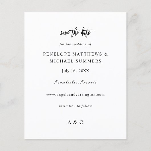 Budget Burgundy Pink 4 Save the Date Foto Flyer (Hinten)