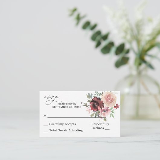 Budget Burgundy & Pink 5 Floral 2SM Keine UAWG Begleitkarte (Stehend Vorderseite)