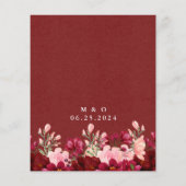 Budget Burgundy Pink Blues Hochzeit Einladung (Rückseite)