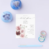 Budget Burgundy & Pink Ele Floral Brautparty Flyer (Einzeln)