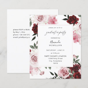 Budget Burgundy & Pink Floral 6 Graduation Party