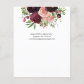 Budget Burgundy & Pink Floral für Graduation Party Flyer (Hinten)