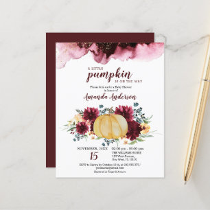 Budget Burgundy Pumpkin Baby Dusche Einladung