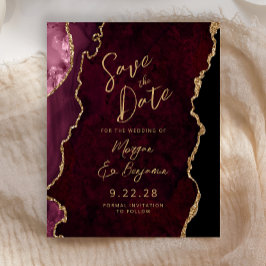 Budget Burgundy Red Agate Script Save the Date