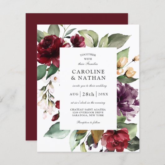 Budget Burgundy Red and Plum Floral Wedding (Vorne/Hinten)