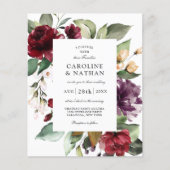 Budget Burgundy Red and Plum Floral Wedding (Vorderseite)