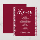 Budget Burgundy Red Elegant Wedding Menu (Vorne/Hinten)