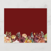 Budget Burgundy Red Floral Wedding Details Card (Rückseite)