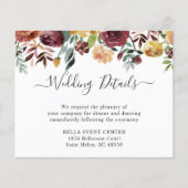 Budget Burgundy Red Floral Wedding Details Card (Vorderseite)