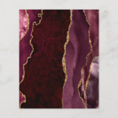 Budget Burgundy Red Gold Agate Wedding Menü (Rückseite)