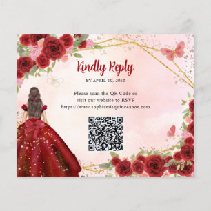 Budget Burgundy Red Gold Floral Princess QR UAWG