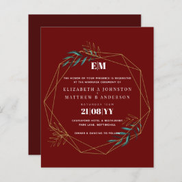 Budget Burgundy Red Gold Geometric Wedding Einladu