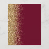 Budget Burgundy Red Gold Glitzer Wedding Menu (Rückseite)