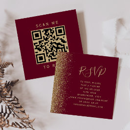 Budget Burgundy Red Gold Wedding QR Code UAWG Begleitkarte