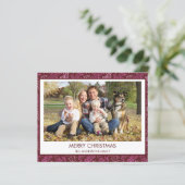 Budget Burgundy Red Leaf Pattern Frohe Weihnachten (Stehend Vorderseite)