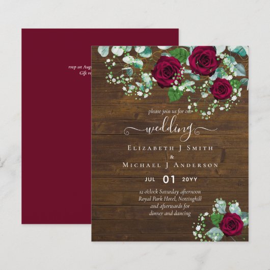 BUDGET Burgundy Rose Eukalyptus Wedding (Vorne/Hinten)