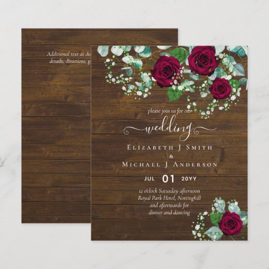 BUDGET Burgundy Rose Eukalyptus Wedding (Vorne/Hinten)