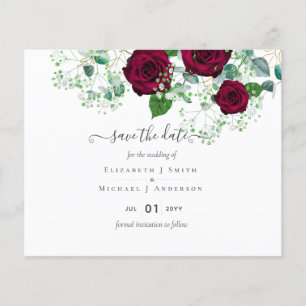 BUDGET Burgundy Rose Eukalyptus Wedding Flyer