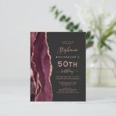 Budget Burgundy Rose Gold Agate Dark 50. Geburtsta (Stehend Vorderseite)