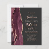 Budget Burgundy Rose Gold Agate Dark 50. Geburtsta (Vorderseite)