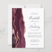 Budget Burgundy Rose Gold Agate Hochzeit Einladung (Vorderseite)