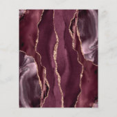 Budget Burgundy Rose Gold Agate Wedding Menü (Rückseite)