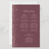 Budget Burgundy Rose Gold Glitter Wedding Program (Rückseite)