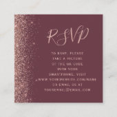 Budget Burgundy Rose Gold Wedding QR Code UAWG Begleitkarte (Vorderseite)