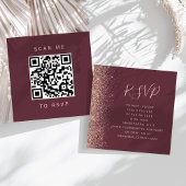 Budget Burgundy Rose Gold Wedding QR Code UAWG Begleitkarte