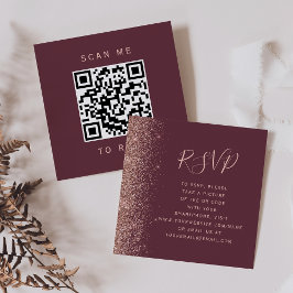 Budget Burgundy Rose Gold Wedding QR Code UAWG Begleitkarte