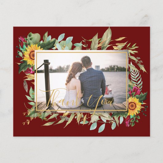 Budget Burgundy Rose Sonnenblumen Danke FOTO Flyer (Vorne)