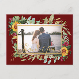 Budget Burgundy Rose Sonnenblumen Danke FOTO Postkarte