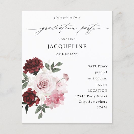 Budget Burgundy Rot & Rosa Bläserstudium Party (Vorderseite)