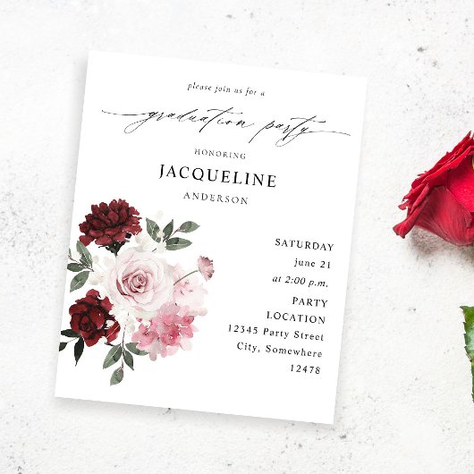 Budget Burgundy Rot & Rosa Bläserstudium Party Flyer