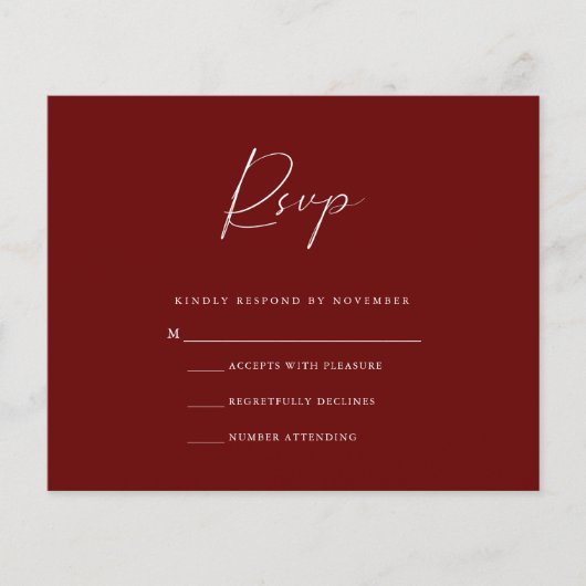 Budget Burgundy RSVP Card Flyer (Vorne)