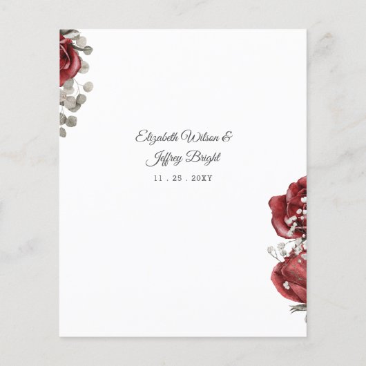 Budget Burgundy Rustic Floral Wedding Einladung (Rückseite)