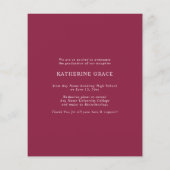 Budget Burgundy Script Abschluss Ankündigung (Rückseite)
