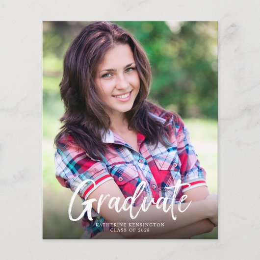 Budget Burgundy Script Abschluss Ankündigung (Vorderseite)