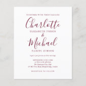 Budget Burgundy Script Foto Hochzeit Einladung (Vorderseite)