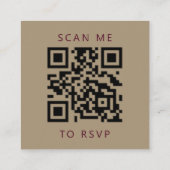 Budget Burgundy Script Gold Wedding QR Code UAWG Begleitkarte (Rückseite)