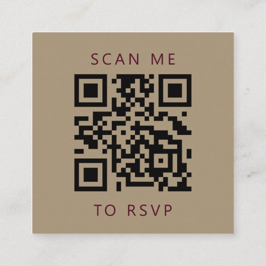 Budget Burgundy Script Gold Wedding QR Code UAWG Begleitkarte (Rückseite)